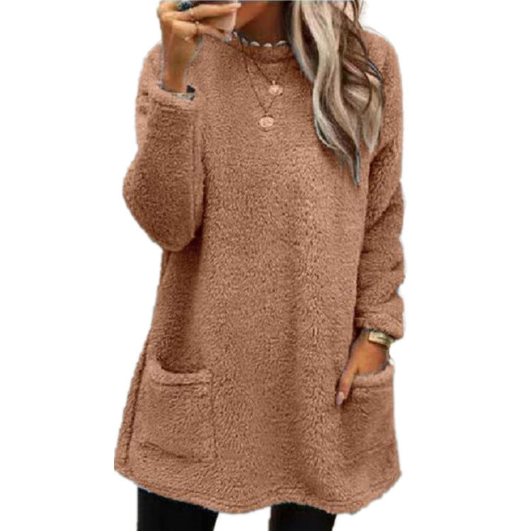🔥LAST DAY 50% OFF🔥 Women's Long Sleeve Pocket Plush Sweatshirt