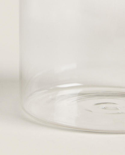 BOROSILICATE GLASS AND WOOD STORAGE JAR