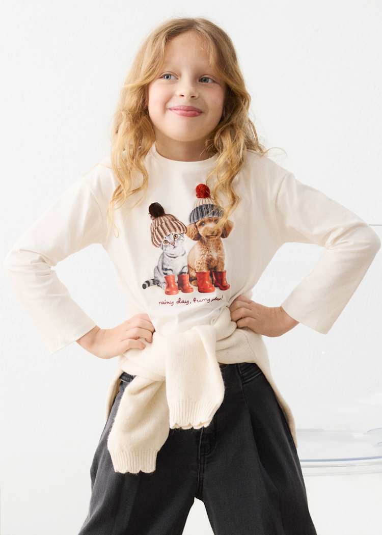 Girls' Cotton Floral Printed T-Shirt