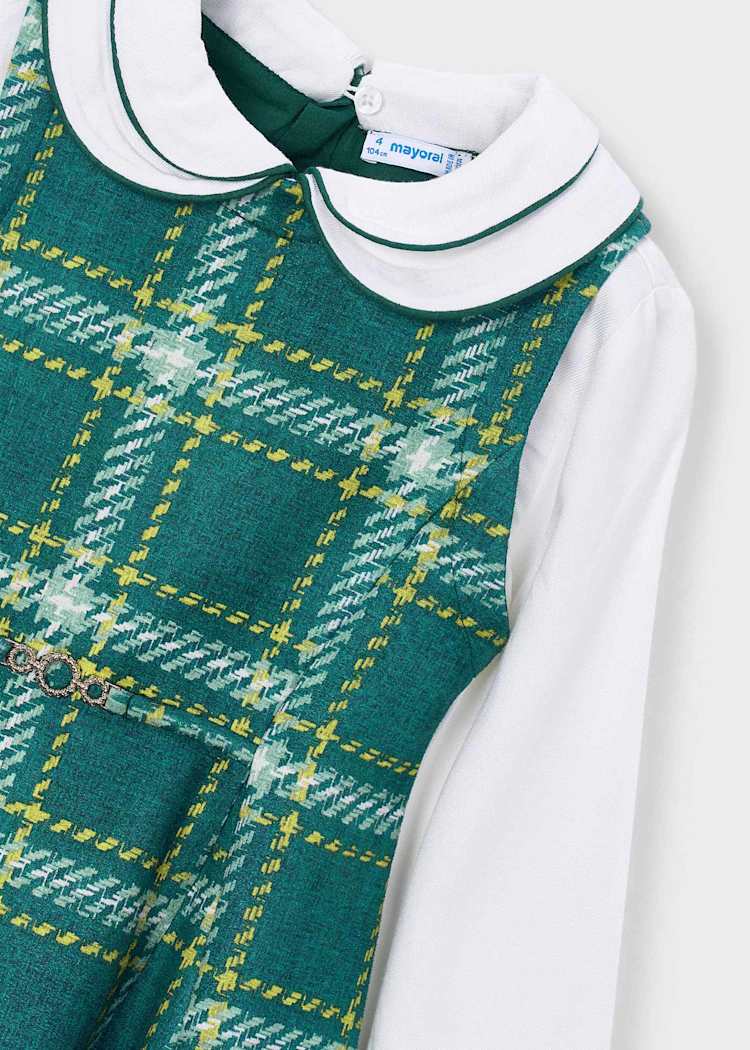 Girls' Cotton Pinafore Printed Velvet Dress